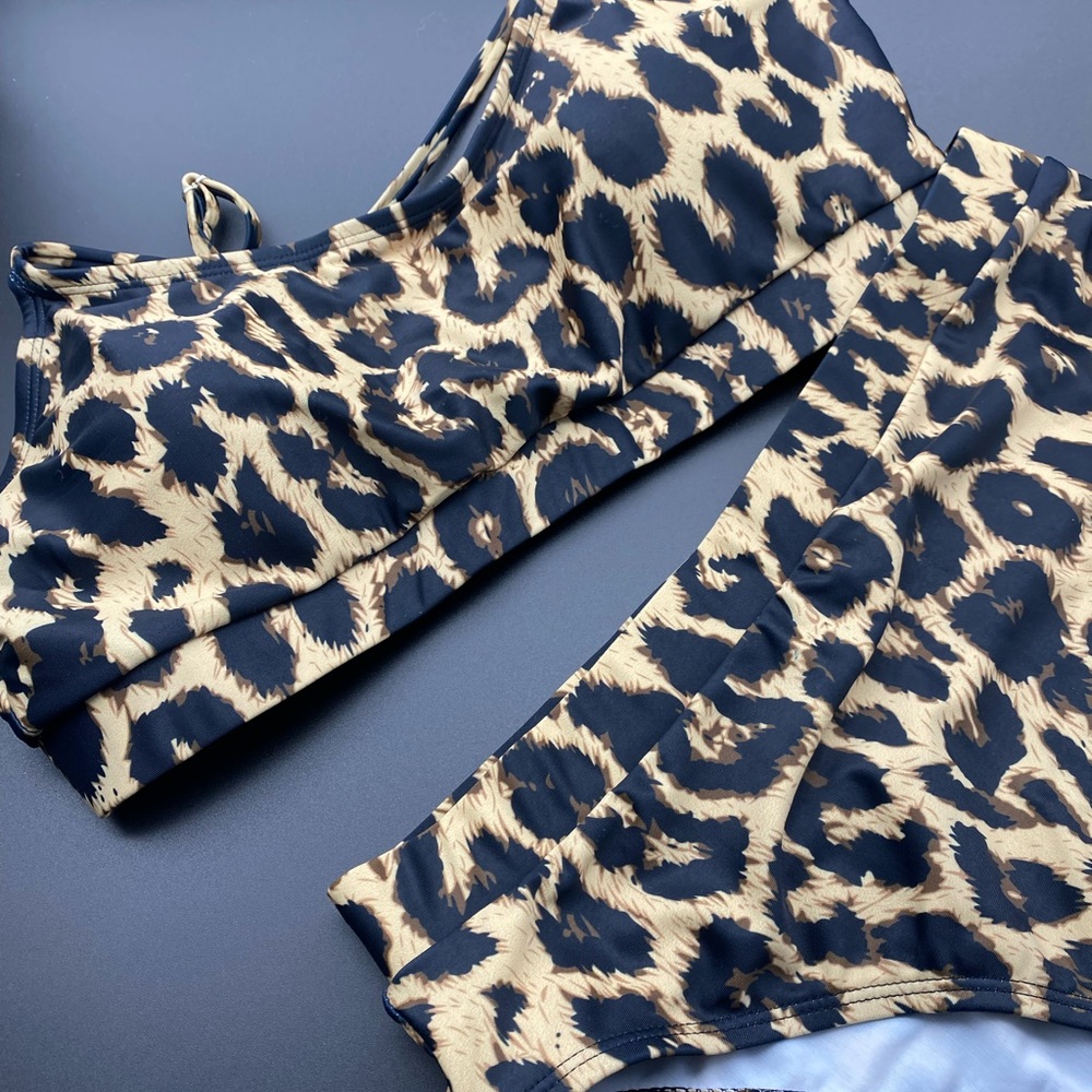 Leopard Print Bikini Swimsuit L